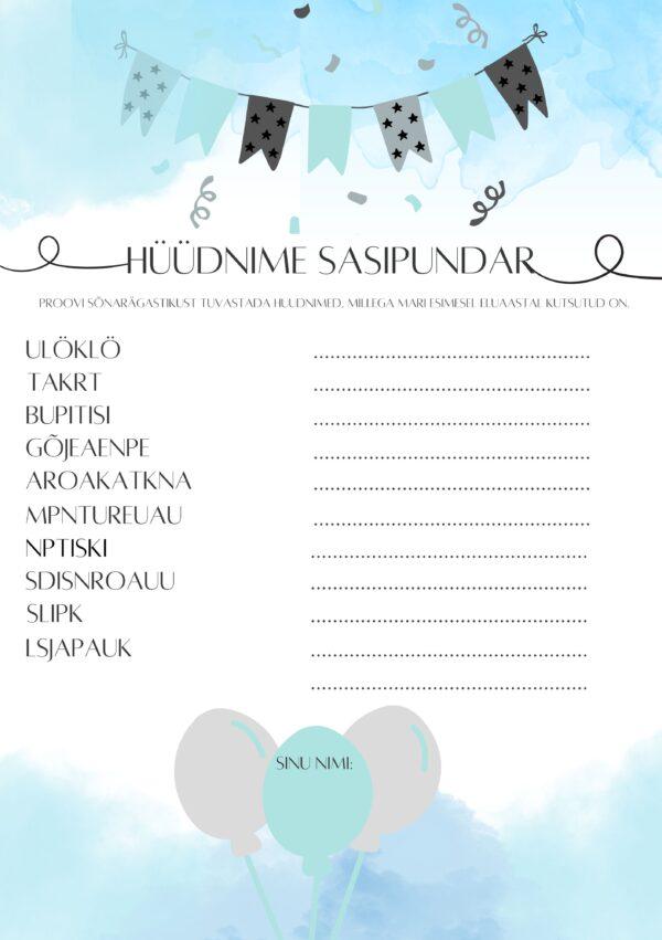 Personaalne sünnipäevamäng "Hüüdnime sasipundar" - Image 5