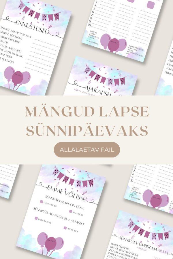 Sünnipäevamängud lapsele, prinditavad 5tk