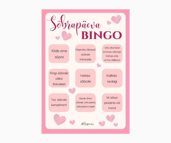 Sõbrapäeva bingo, prinditav