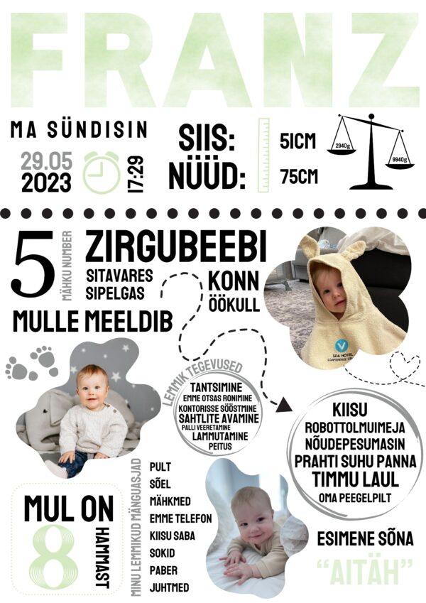 Personaalne 1. sünnipäeva plakat