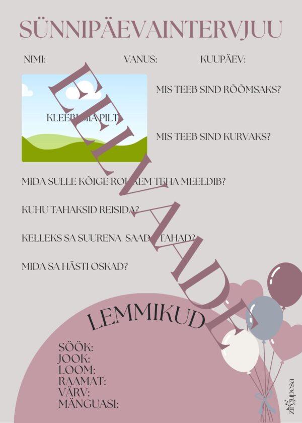 Sünnipäevaintervjuu, prinditav - Image 2