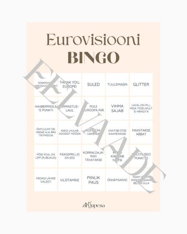 Eurovisiooni bingo, prinditav